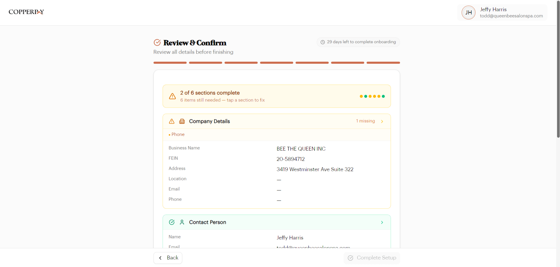 Review and confirm step