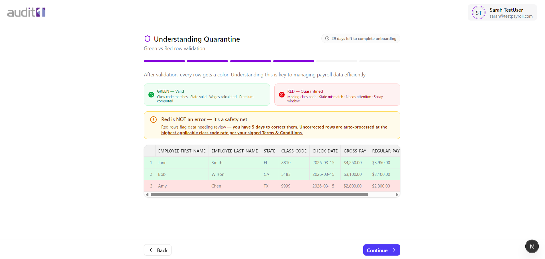 Green vs Red row validation